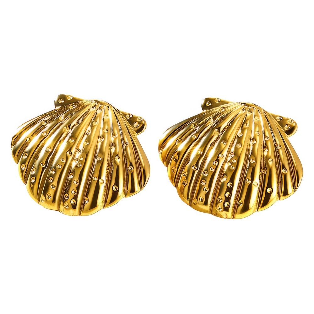 Golden Seashell Earrings - Picture 5 of 5